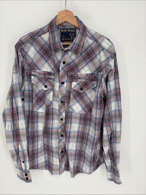 🚢 Raw State cotton Red & Blue Plaid  Button-Down Shirt